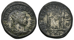 Probus. A.D. 276-282. Æ antoninianus (20mm, 3.74 g). Antioch. IMP C M AVR PROBVS P F AVG, radiate, draped and cuirassed bust of Probus right / RESTITV...