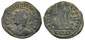 Licinius II. Caesar, AD 317-324. Æ Follis (20mm, 2.79 g). Alexandria mint, 1st officina. Struck AD 321-324. D N VAL LICIN LICINIVS NOB C, helmeted and...