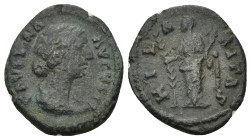 Faustina Junior. Augusta, AD 147-175. AR Denarius (19mm, 2.87 g). Rome mint. Struck under Marcus Aurelius, AD 161-164. Draped bust right / Hilaritas s...