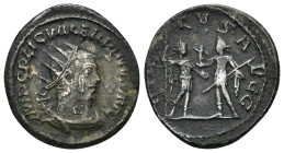 VALERIAN I (253-260). Antoninianus. (23mm, 4.06 g) Antioch. Obv: IMP C P LIC VALERIANVS P F AVG. Radiate, draped and cuirassed bust right. Rev: VIRTVS...