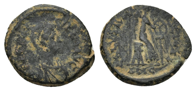 Aelia Flacilla AD 383-386. Follis Æ (14mm, 1.39 g). Diademed and draped bust rig...