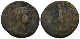 Hadrian (117-138), Sestertius, Rome, AD 119-122, AE (25.8 Gr. 31mm.) 
Laureate, draped and cuirassed bust right. 
Ceres standing left, holding corn-ea...