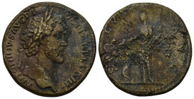 Antoninus Pius (AD 138-161). AE. Sestertius, Rome 144, (21.15 Gr. 32mm.) 
Laureate head right; border of dots. 
Rev. Salus standing left, feeding out ...