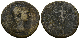 Trajan (AD 98-117). AE Sestertius (22 Gr. 33mm.) Rome 
Laureate and draped bust of Trajan right 
Rev. Felicitas standing left, holding raised caduceus...