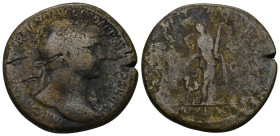 TRAJAN (98-117). AE. Sestertius. Rome. (22.2 Gr. 33mm.)
 Laureate bust right, with slight drapery.
 Rev. Arabia standing left, holding branch and bund...