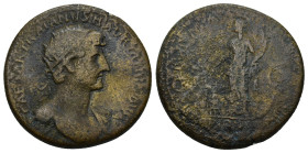 Hadrian (AD 117-138) AE. Dupondius. (12.7 Gr. 26mm) Rome 
Radiate head left with drapery on left shoulder 
Rev. Annona standing left, holding corn-ear...