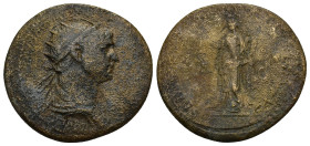 TRAJAN, A.D. 98-117. AE As or Dupondius (10 Gr. 28mm) Rome 
Radiate bust of Trajan right.
 Rev. Felicitas standing left, holding caduceus and cornucop...