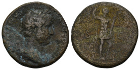 Hadrian (117-138) AE As (12.8 Gr. 25mm.) Rome 
Laureate head right. 
Rev. Emperor, in military dress, standing right, foot on crocodile, holding spear...