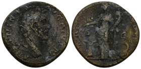 Antoninus Pius AE Sestertius. (24.68 Gr. 32) Rome 
Laureate head right 
Rev. Annona standing right, holding cornucopiae and grain-ears over modius; pr...