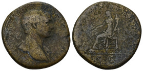 Hadrian (117-138) AE. Sestertius (24.21 Gr. 31mm.) Rome 
Laureate bust right. 
Rev. Fortuna seated left, holding rudder and cornucopiae