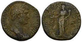 Hadrian (A.D. 117-138), AE Sestertius (22 Gr. 29mm.) Rome 
Laureate and draped bust right 
Rev. Fortuna standing left, holding patera and cornucopiae,...