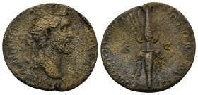 Antoninus Pius, (A.D. 138-161), AE As (8.8 Gr. 25mm.) Rome 
Radiate head of Antoninus Pius to right 
Rev. Winged thunderbolt, S C across field.