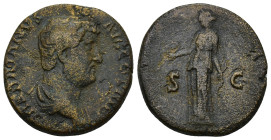 Hadrian (AD 117-138). AE As (12.14 Gr. 25mm.). Rome 
Bare head of Hadrian right 
Rev. Diana standing left, holding arrow in right hand and bow in left...