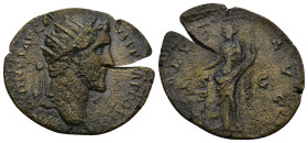 Antoninus Pius. A.D. 138-161. AE (6.52 Gr. 29mm.). Rome 
Radiate head of Antoninus Pius right 
Rev. Salus standing left, feeding from patera serpent a...