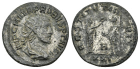 Probus. A.D. 276-282. AE Antoninianus (3.84 Gr. 20mm.). Antioch, 
Radiate, draped and cuirassed bust of Probus right 
 Rev. Female figure standing rig...