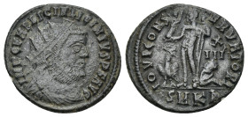 LICINIUS I. 308-324 AD. AE Follis (2.78 Gr. 19mm.). Cyzicus mint. 
 Radiate, draped, and cuirassed bust right 
Rev. Jupiter standing left, holding Vic...