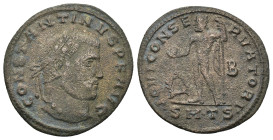 Constantine I (307-337). AE Follis (3.93 Gr. 24mm). Thessalonica 
Laureate head right. 
Rev. Jupiter standing left holding globe and sceptre; wreath-B...