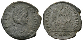 Aelia Flacilla AD 383-386. Constantinople Follis AE (3.7 Gr. 22mm.)