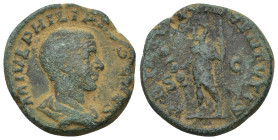 Philip II, as Caesar, 244-247. AE. (10.6 Gr. 23mm.), Rome
Bare-headed and draped bust of Philip II to right. 
Rev. Philip II as Princeps Iuventutis , ...
