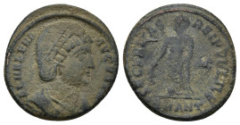 Helena , AD 327-328. AE Follis. Antioch (3.12 Gr. 19mm.)
Diademed and mantled bust right, wearing necklace 
Rev. Securitas standing left, lowering bra...