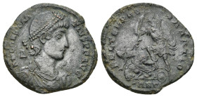 Constantius II (337-361). AE (4.54 Gr. 21mm.). Antioch 
 Pearl-diademed, draped and cuirassed bust right. 
Rev. Soldier advancing left, spearing falle...