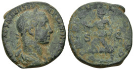 Severus Alexander. A.D. 222-235. AE Sestertius (16.47 Gr. 29mm). Rome 
Laureate and draped bust right 
Rev. S-C, Victory advancing left, holding wreat...