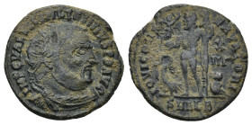 Licinius I AE. Nummus. Alexandria, AD 321-324. (3.25 Gr. 18mm.)
radiate, draped and cuirassed bust right 
Rev. Jupiter standing left, holding Victory ...