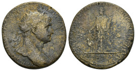 Trajan AD 103-111. AE As Rome, (10 Gr. 25mm.) 
Laureate bust right, drapery on far shoulder 
Rev. Arabia standing facing, head left, holding branch in...