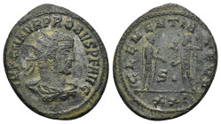 Probus, 276-282. Antoninianus (3.38 Gr. 23mm.), Antioch 
 Radiate, draped, and cuirassed bust of Probus to right. 
Rev. Probus standing right holding ...