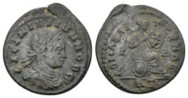 Licinius II (Caesar, 317-324). AE Follis (2.88 Gr. 20mm.). 
Laureate, draped and cuirassed bust right. 
Rev. Roma seated right, holding shield inscrib...