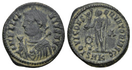 Licinius II. Caesar, AD 317-324. AE Follis (3.43 Gr. 20mm). Cyzicus.
 Laureate and draped bust left, holding mappa and scepter 
Rev. Jupiter standing ...