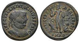 Licinius I. A.D. 308-324. AE follis (2.7 Gr. 20mm). Heraclea. 
 Radiate, draped and cuirassed bust of Licinius Senior right 
Rev. Jupiter, naked, stan...