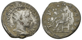 Gordian III. A.D. 238-244. AR antoninianus (4.81 Gr. 22mm.). Antioch 
Radiate and cuirassed bust of Gordian III right 
Rev. Fortuna seated left, holdi...
