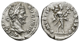 Septimius Severus. AD 193-211. AR Denarius (2.67 Gr. 18mm.). Emesa mint.
Rev. Laureate head right 
Rev. Mars advancing right, holding spear and trophy...