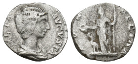 Julia Domna AR Denarius. Laodicea ad Mare, AD 200-207. (2.42 Gr. 16mm.)
Draped bust right 
Rev. Juno standing left, holding patera; peacock to left.