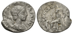 JULIA SOAEMIAS (Augusta, 218-222). AR Denarius. Rome. (2.6 Gr. 19mm.)
 Obv: IVLIA SOAEMIAS AVG. Draped bust right. 
Rev. Venus seated left on throne, ...