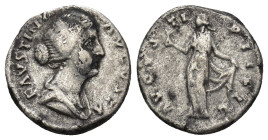 Faustina Junior, Augusta, 147-175. Denarius (3.2 Gr. 16mm.), Rome
Draped bust of Faustina to right, her hair rolled into a bun at the back. 
Rev. Spes...