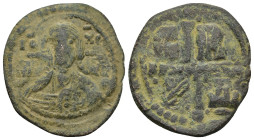 Romanus IV Diogenes AE (28mm, 5.55 g) Follis Constantinople 1068-1071 AD. IC-XC over NI-KA to left and right of bust of Christ facing, dotted cross be...
