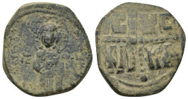 Anonymous, time of Michael IV, c. 1034-1041. Æ 40 Nummi (26mm, 9.09 g). Constantinople. Christ Antiphonetes standing facing, holding Gospels. R/ IC-XC...