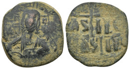 Time of Romanus III Argyrus. 1028-1034. Æ follis (anonymous).(26mm, 9.62 g). Class B. Bust of Christ / Legend, cross on three steps, IS XS | BAS - ILE...