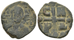 Romanus IV Diogenes. 1068-1071. AE follis (23mm, 7.1 g). Constantinople mint. IC - [XC] / N[I] - KA, facing bust of nimbate Christ, cross behind head,...