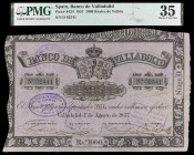 1857. Banco de Valladolid. 1000 reales de vellón. (Ed. A125) (Ed. 134) (Pick S434). 1 de agosto. Serie D. Reparado. Puntos de aguja. Anotación manuscr...