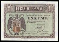 1938. Burgos. 1 peseta. (Ed. D28a) (Ed. 427a) (Pick 107a). 28 de febrero. Serie B. S/C-.
