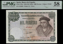 1946. 1000 pesetas. (Ed. D54) (Ed. 453) (Pick 133a). 19 de febrero, Luis Vives. Certificado por PMG como Choice About Unc 58. Buen ejemplar. Raro así....