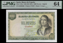 1949. 1000 pesetas. (Ed. D59) (Ed. 458) (Pick 138a). 4 de noviembre, Santillán. Certificado por PMG como Choice About Unc 64. Raro así. S/C-.