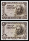1951. 1 peseta. (Ed. D62) (Ed. 461) (Pick 139a). 19 de noviembre, Don Quijote. Pareja correlativa, sin serie. S/C-.