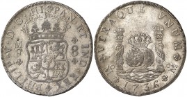 1736. Felipe V. México. MF. 8 reales. (Cal. 780). 27 g. Columnario. Flan grande. Parte de brillo original. Bella. EBC-/EBC+.