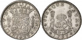 1737. Felipe V. México. MF. 8 reales. (Cal. 781). 26,93 g. Columnario. Limpiada. Bella. EBC.