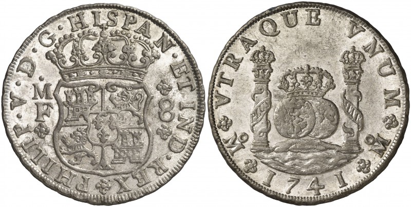 1741. Felipe V. México. MF. 8 reales. (Cal. 791). 27,01 g. Columnario. Bellísima...