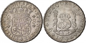 1746. Felipe V. México. MF. 8 reales. (Cal. 800). 27,05 g. Columnario. Limpiada. Bella. EBC+/EBC.
